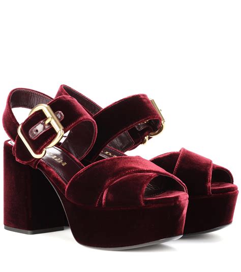 prada velvet platform double-band sandal|Prada platform sandals outlet.